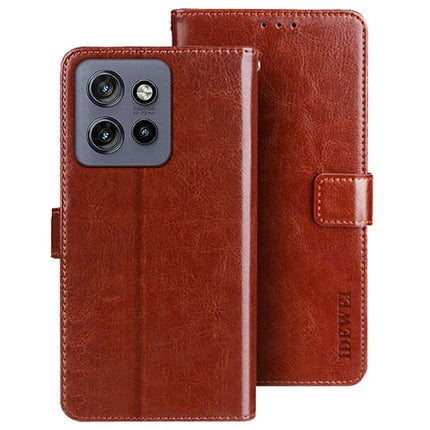 IDEWEI For Motorola Edge 50 Neo 5G / Moto S50 5G / Thinkphone 25 5G Stand Case Crazy Horse Texture Leather Phone Cover - Brown