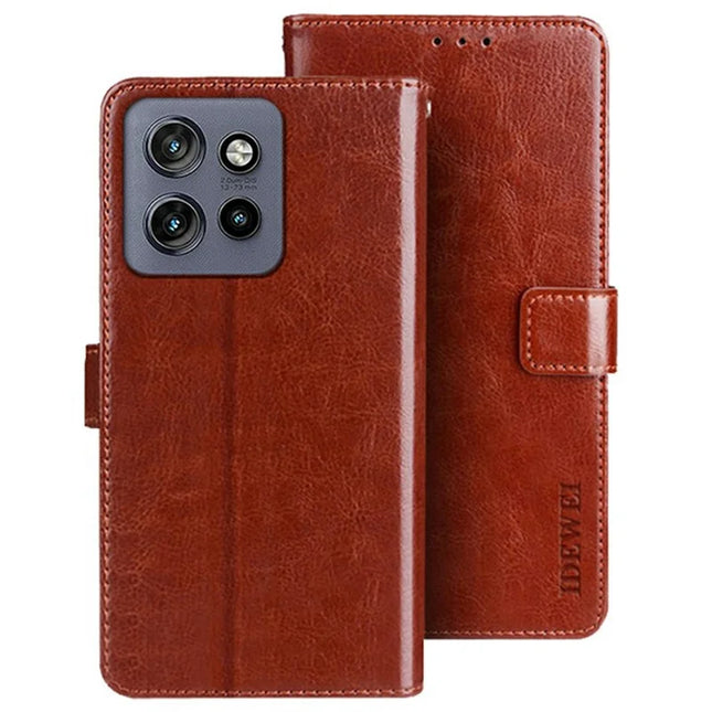 IDEWEI For Motorola Edge 50 Neo 5G / Moto S50 5G / Thinkphone 25 5G Stand Case Crazy Horse Texture Leather Phone Cover - Brown