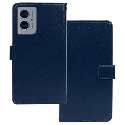 IDEWEI For Motorola Moto G55 5G Phone Case Card Slots Leather Cover Crazy Horse Texture - Blue