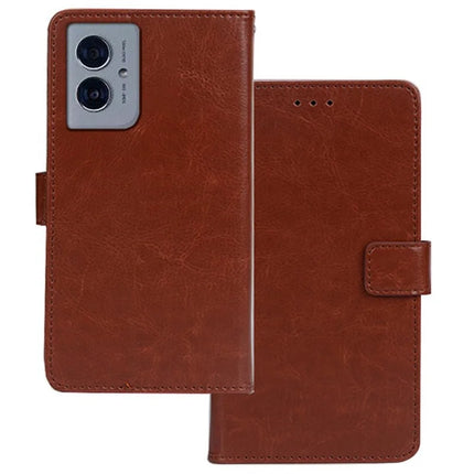 IDEWEI For Motorola Moto G55 5G Phone Case Card Slots Leather Cover Crazy Horse Texture - Brown