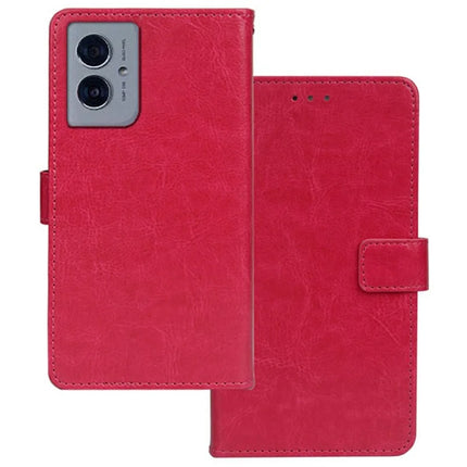 IDEWEI For Motorola Moto G55 5G Phone Case Card Slots Leather Cover Crazy Horse Texture - Rose