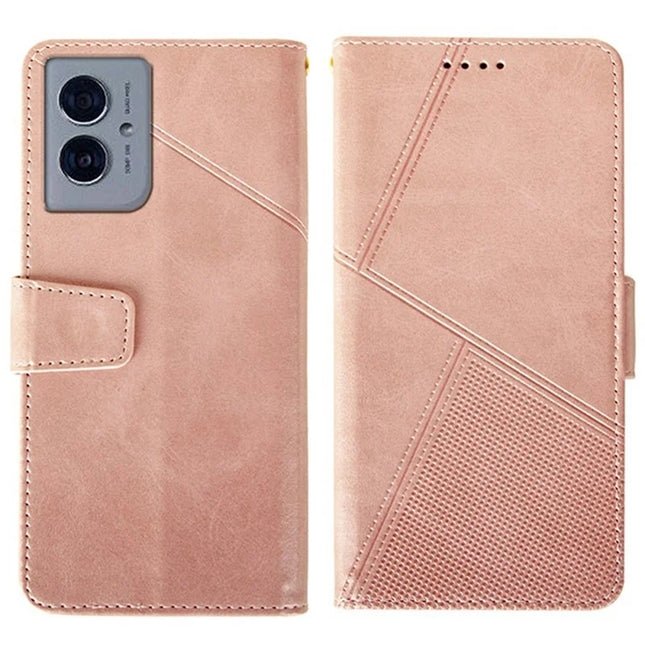 IDEWEI For Motorola Moto G55 5G Wallet Phone Case Calf Texture Stand Leather Cover - Pink