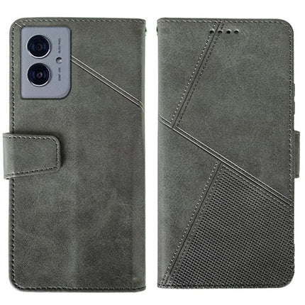 IDEWEI For Motorola Moto G55 5G Wallet Phone Case Calf Texture Stand Leather Cover - Grey