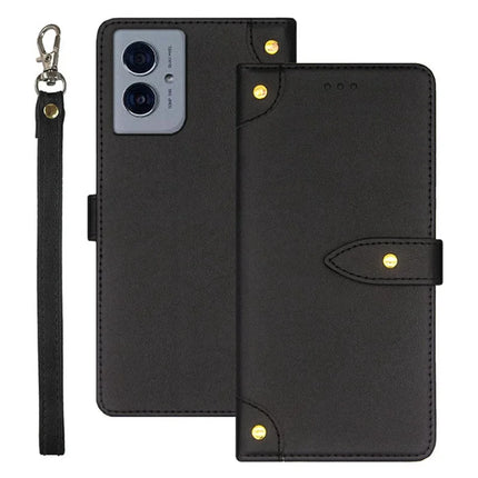 IDEWEI For Motorola Moto G55 5G Stand Case PU Leather Phone Cover with Card Slots - Black