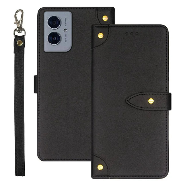 IDEWEI For Motorola Moto G55 5G Stand Case PU Leather Phone Cover with Card Slots - Black