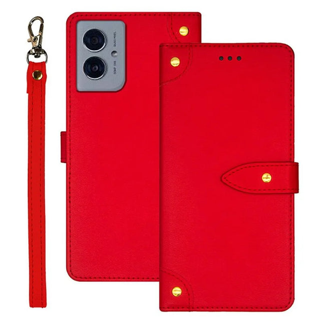 IDEWEI For Motorola Moto G55 5G Stand Case PU Leather Phone Cover with Card Slots - Red