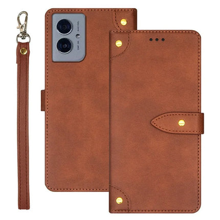 IDEWEI For Motorola Moto G55 5G Stand Case PU Leather Phone Cover with Card Slots - Brown