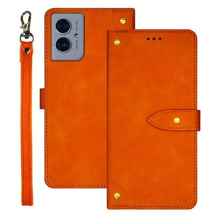 IDEWEI For Motorola Moto G55 5G Stand Case PU Leather Phone Cover with Card Slots - Orange