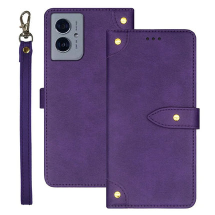 IDEWEI For Motorola Moto G55 5G Stand Case PU Leather Phone Cover with Card Slots - Purple