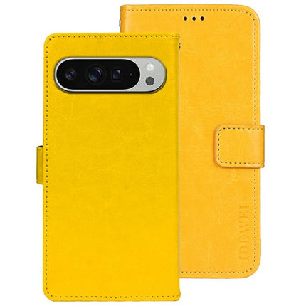IDEWEI For Google Pixel 9 Pro XL Stand Case Crazy Horse Texture Leather Phone Cover - Yellow