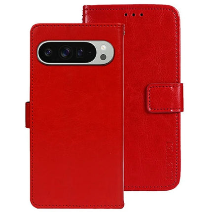IDEWEI For Google Pixel 9 Pro XL Stand Case Crazy Horse Texture Leather Phone Cover - Red