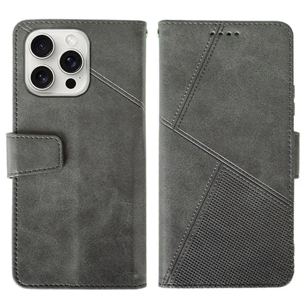 IDEWEI For iPhone 16 Pro Max Case Leather Wallet Phone Cover Stand Calf Texture - Grey