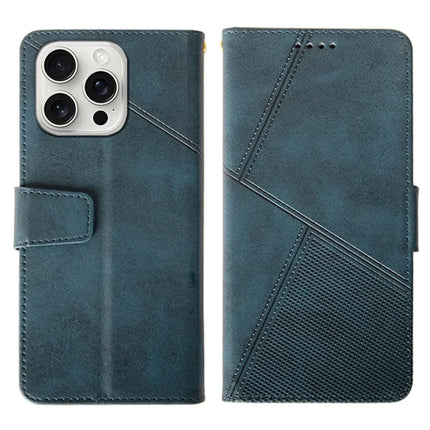 IDEWEI For iPhone 16 Pro Max Case Leather Wallet Phone Cover Stand Calf Texture - Blue