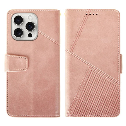 IDEWEI For iPhone 16 Pro Max Case Leather Wallet Phone Cover Stand Calf Texture - Pink