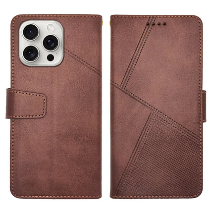 IDEWEI For iPhone 16 Pro Max Case Leather Wallet Phone Cover Stand Calf Texture - Coffee