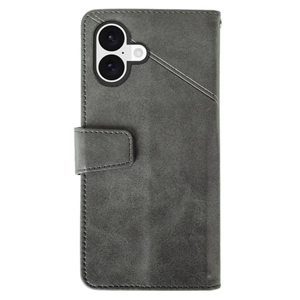 IDEWEI For iPhone 16 Plus Case Leather Wallet Phone Cover Stand Calf Texture