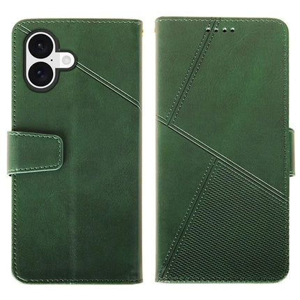 IDEWEI For iPhone 16 Plus Case Leather Wallet Phone Cover Stand Calf Texture - Green