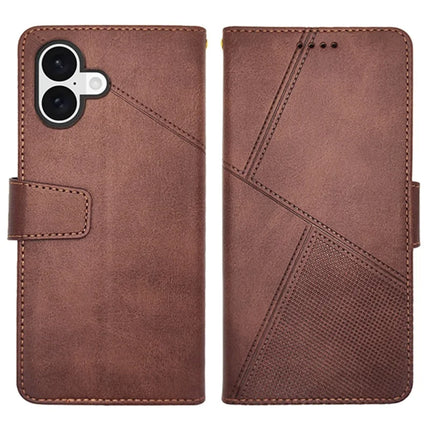 IDEWEI For iPhone 16 Plus Case Leather Wallet Phone Cover Stand Calf Texture - Coffee
