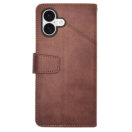 IDEWEI For iPhone 16 Plus Case Leather Wallet Phone Cover Stand Calf Texture