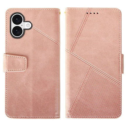 IDEWEI For iPhone 16 Plus Case Leather Wallet Phone Cover Stand Calf Texture - Pink