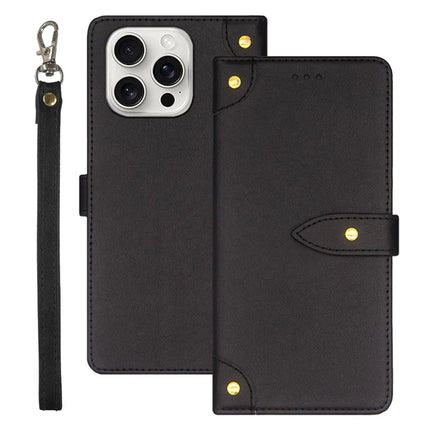 IDEWEI For iPhone 16 Pro Max Case PU Leather Stand Phone Cover with Card Slots - Black