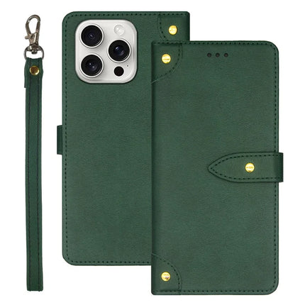 IDEWEI For iPhone 16 Pro Max Case PU Leather Stand Phone Cover with Card Slots - Green