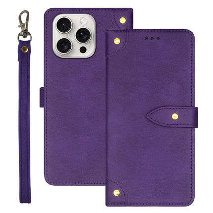 IDEWEI For iPhone 16 Pro Max Case PU Leather Stand Phone Cover with Card Slots - Purple