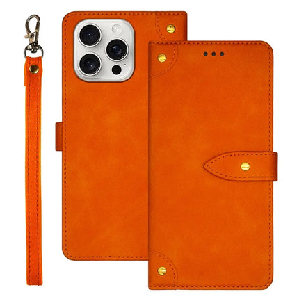 IDEWEI For iPhone 16 Pro Max Case PU Leather Stand Phone Cover with Card Slots - Orange