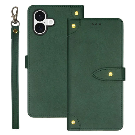 IDEWEI For iPhone 16 Plus Case PU Leather Stand Phone Cover with Card Slots - Green