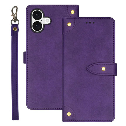 IDEWEI For iPhone 16 Plus Case PU Leather Stand Phone Cover with Card Slots - Purple