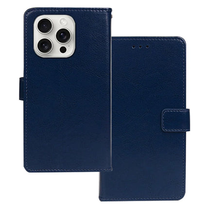IDEWEI for iPhone 16 Pro Max Case Card Slots Holder Leather Phone Cover Crazy Horse Texture - Blue