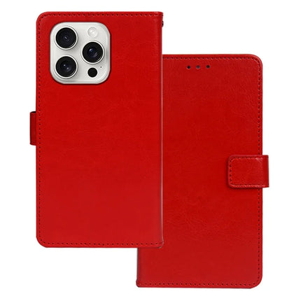 IDEWEI for iPhone 16 Pro Max Case Card Slots Holder Leather Phone Cover Crazy Horse Texture - Red