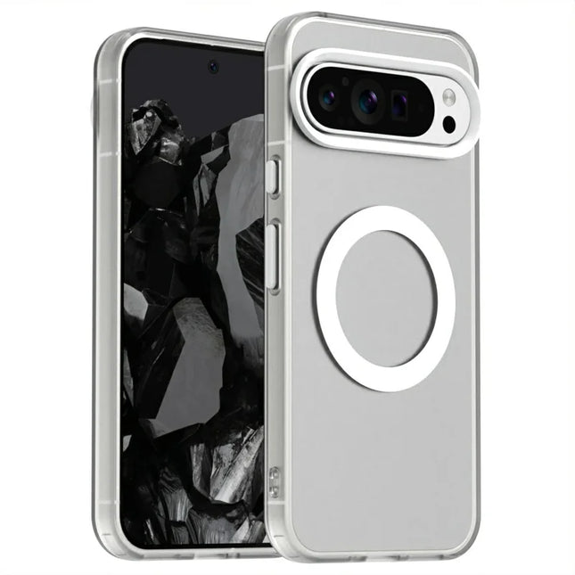 Candy Series For Google Pixel 9 / 9 Pro Case Compatible with MagSafe PC+TPU+PET Anti-Drop Phone Cover - White