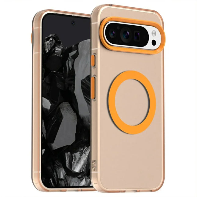 Candy Series For Google Pixel 9 / 9 Pro Case Compatible with MagSafe PC+TPU+PET Anti-Drop Phone Cover - Orange
