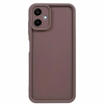 For Samsung Galaxy A06 Case Grooved Design TPU Anti-Slip Phone Cover - Brown