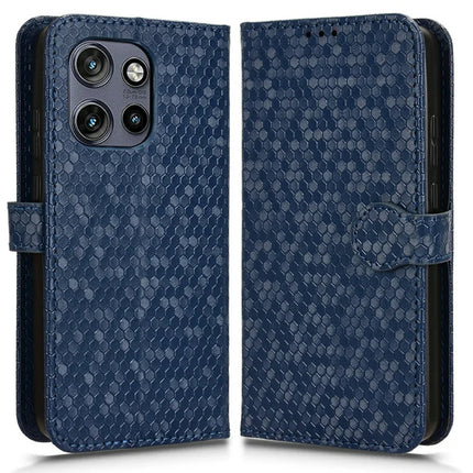 For Motorola Edge 50 Neo 5G / Moto S50 5G / Thinkphone 25 5G Wallet Case Dot Pattern Imprint PU Leather Phone Cover - Dark Blue
