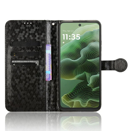 For Motorola Moto G35 5G Wallet Case Dot Pattern Imprint PU Leather Phone Cover