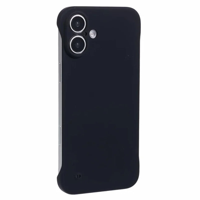 For iPhone 16 Plus Frameless Case Hard PC Slim Minimalist Phone Cover Skin-Touch - Black