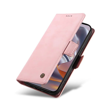 YIKATU YK-007 For Motorola Moto G55 5G Case Side Buckle PU Leather Phone Cover Litchi Texture