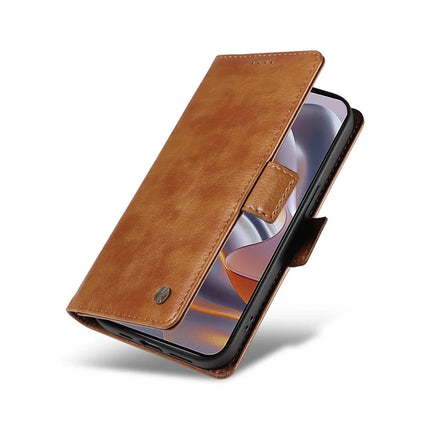 YIKATU YK-007 For Motorola Moto G55 5G Case Side Buckle PU Leather Phone Cover Litchi Texture