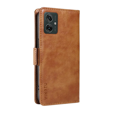 YIKATU YK-007 For Motorola Moto G55 5G Case Side Buckle PU Leather Phone Cover Litchi Texture