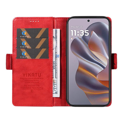 YIKATU YK-007 For Motorola Moto G55 5G Case Side Buckle PU Leather Phone Cover Litchi Texture