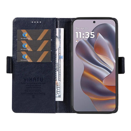 YIKATU YK-007 For Motorola Moto G55 5G Case Side Buckle PU Leather Phone Cover Litchi Texture