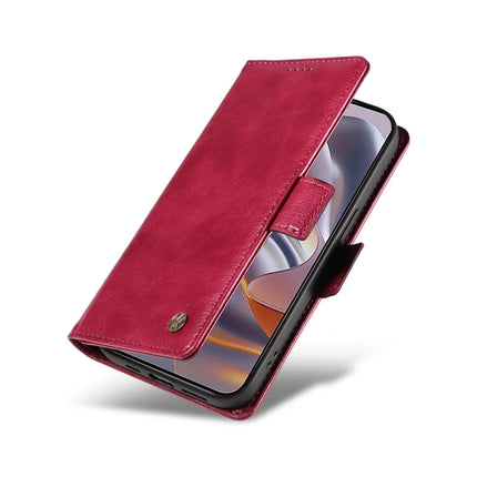 YIKATU YK-007 For Motorola Moto G55 5G Case Side Buckle PU Leather Phone Cover Litchi Texture
