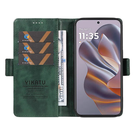 YIKATU YK-007 For Motorola Moto G55 5G Case Side Buckle PU Leather Phone Cover Litchi Texture