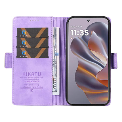 YIKATU YK-007 For Motorola Moto G55 5G Case Side Buckle PU Leather Phone Cover Litchi Texture