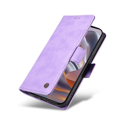 YIKATU YK-007 For Motorola Moto G55 5G Case Side Buckle PU Leather Phone Cover Litchi Texture