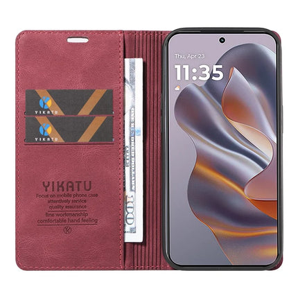 YIKATU YK-004 For Motorola Moto G55 5G Case Leather Skin-Touch Phone Cover Magnetic Auto-Absorbed