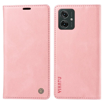 YIKATU YK-004 For Motorola Moto G55 5G Case Leather Skin-Touch Phone Cover Magnetic Auto-Absorbed - Pink