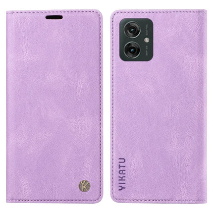YIKATU YK-004 For Motorola Moto G55 5G Case Leather Skin-Touch Phone Cover Magnetic Auto-Absorbed - Purple
